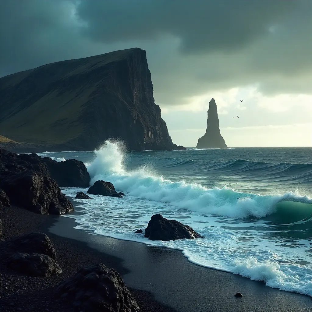 Moody Ocean View: Reynisdrangar Sea Stacks in Storm