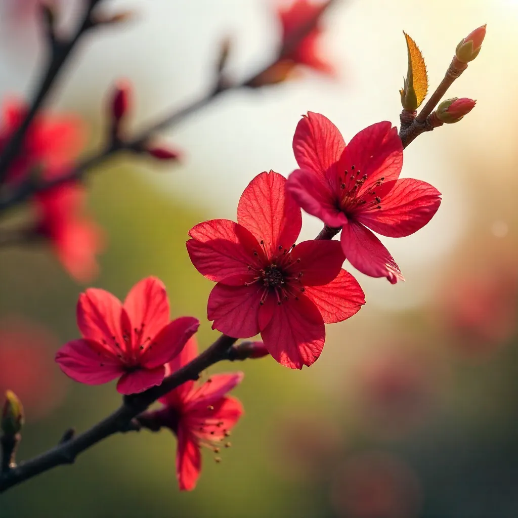 Vibrant Red Blossoms Signaling Spring