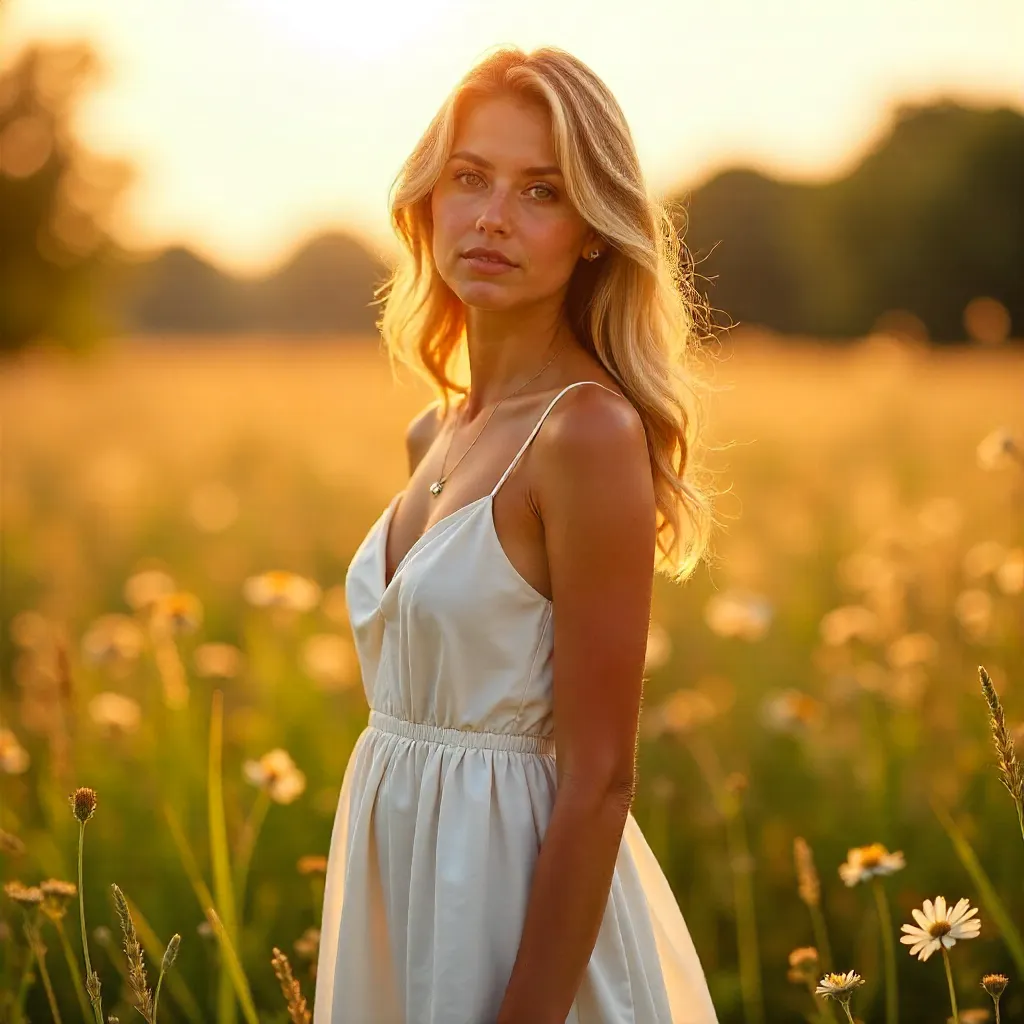Summer Glow: Golden Hour Portrait in a Meadow
