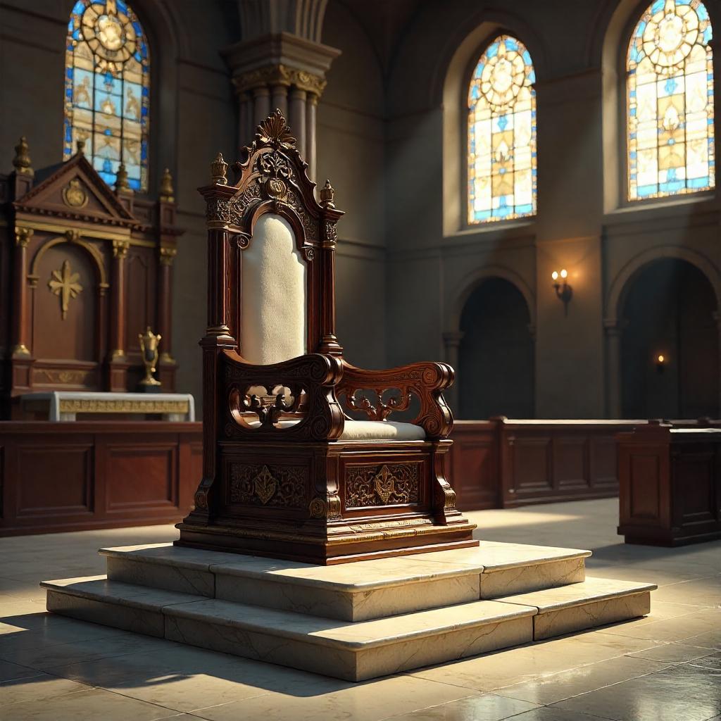 Ornate Ceremonial Throne in a Jewish Synagogue - 3D Render