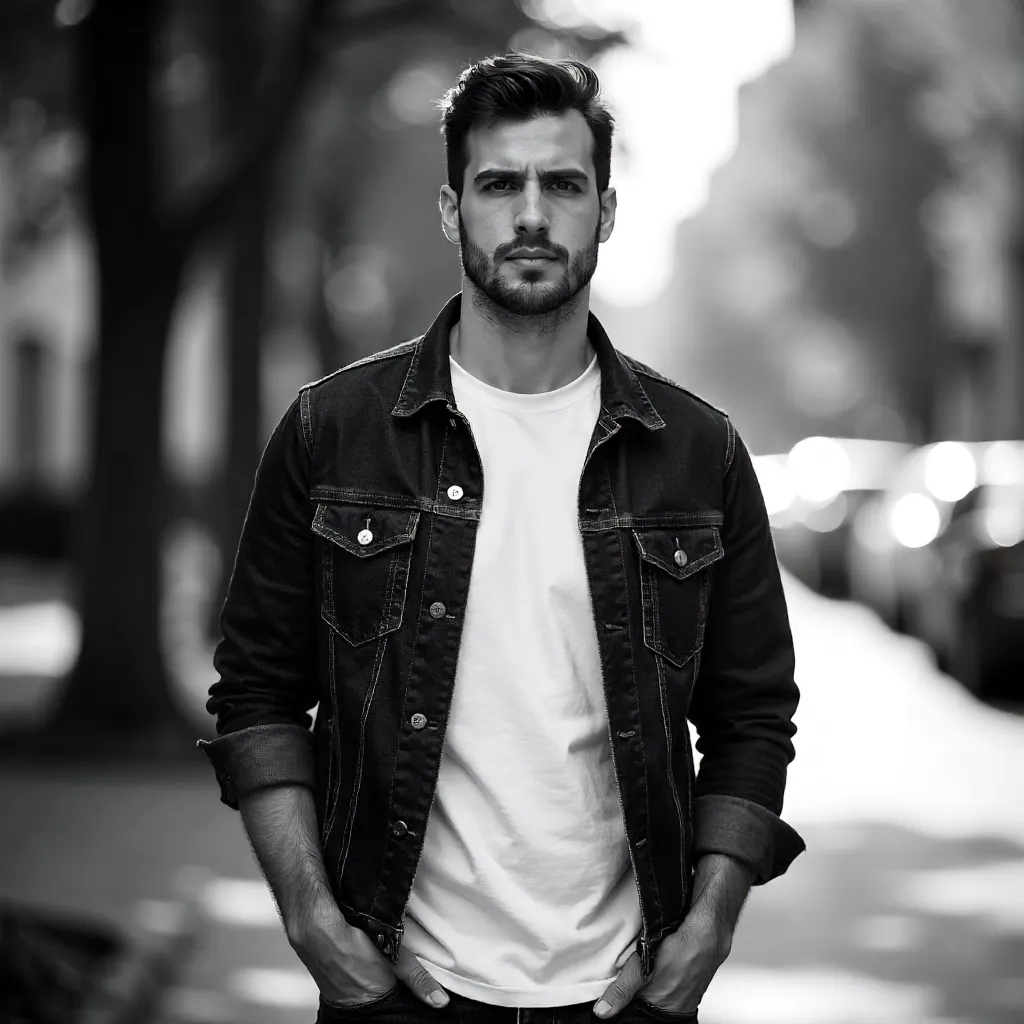 Confident Outdoors Black and White Portrait