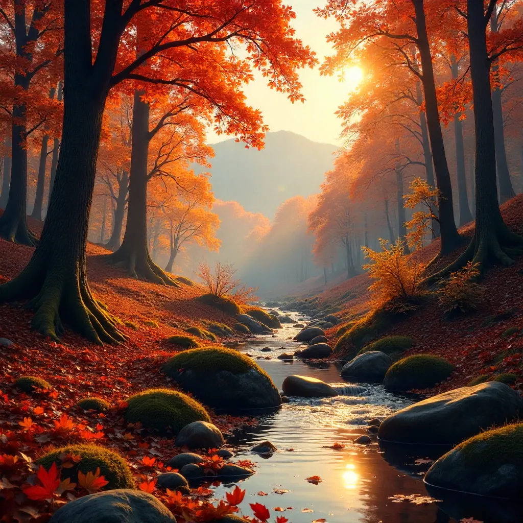 Serene Autumn Forest: Vibrant Hues