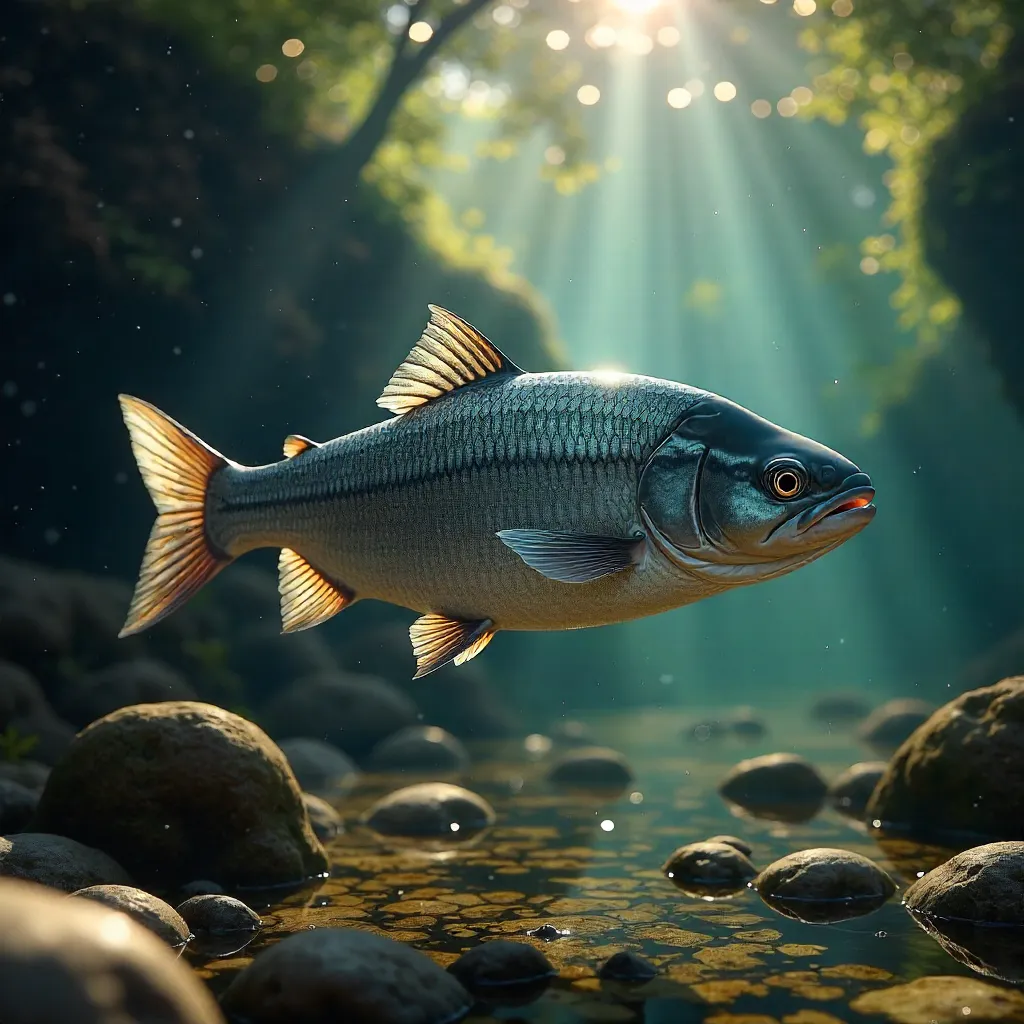 Gray Fish in Clear Vltava Waters, Central Bohemia