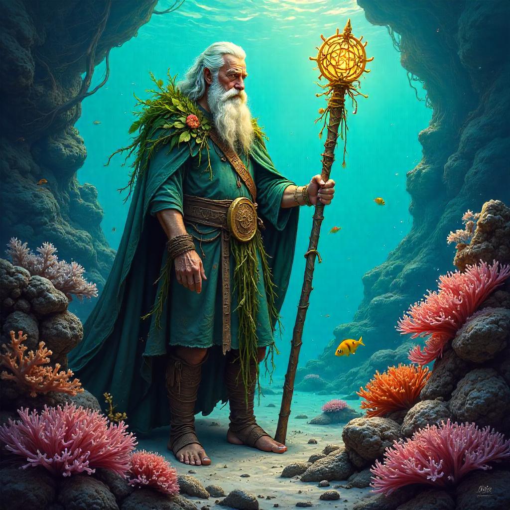 Druid of the Coral Reef in Oil Painting