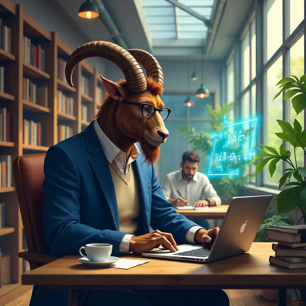 Satyr Scholar in a Modern University Library