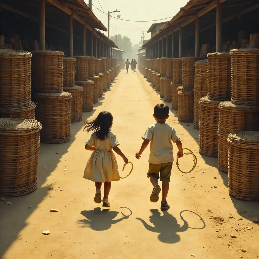 Symmetrical Hooped Run Among Basket Rows