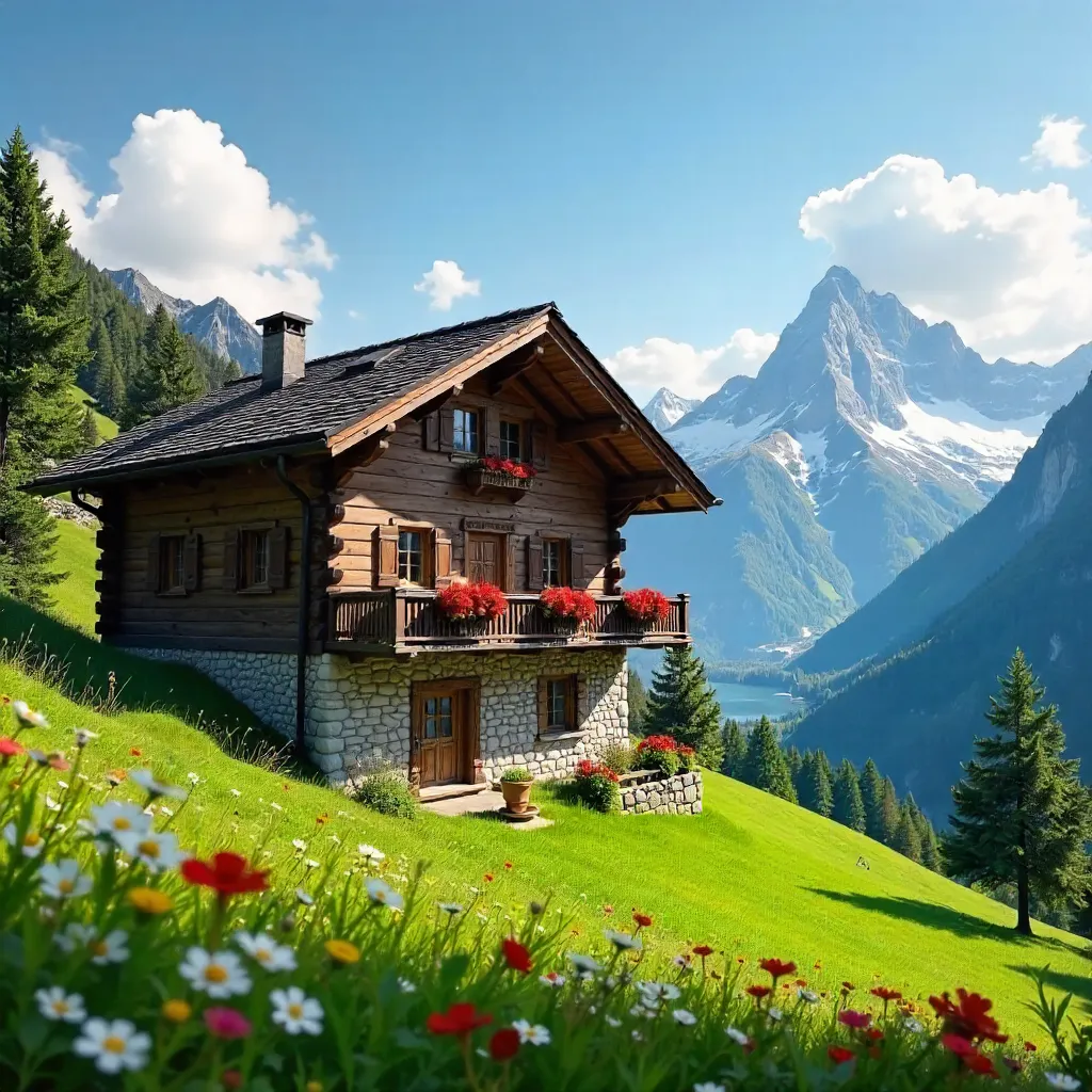 Charming Swiss Alpine Chalet with Mountain Vista