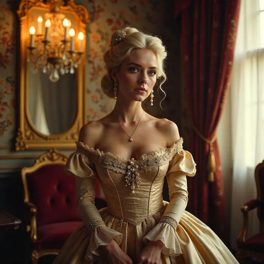 Glow of Elegance by the Chandelier