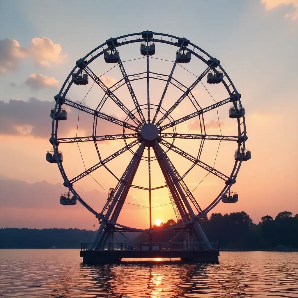Silhouette of a Ferris Wheel at Serene Sunset
