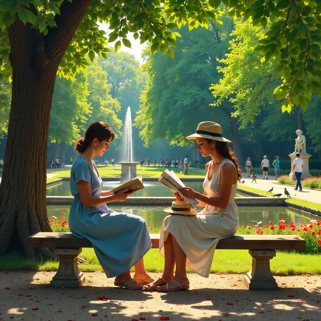 Reading in the Luxembourg Gardens: Two Women at Peace