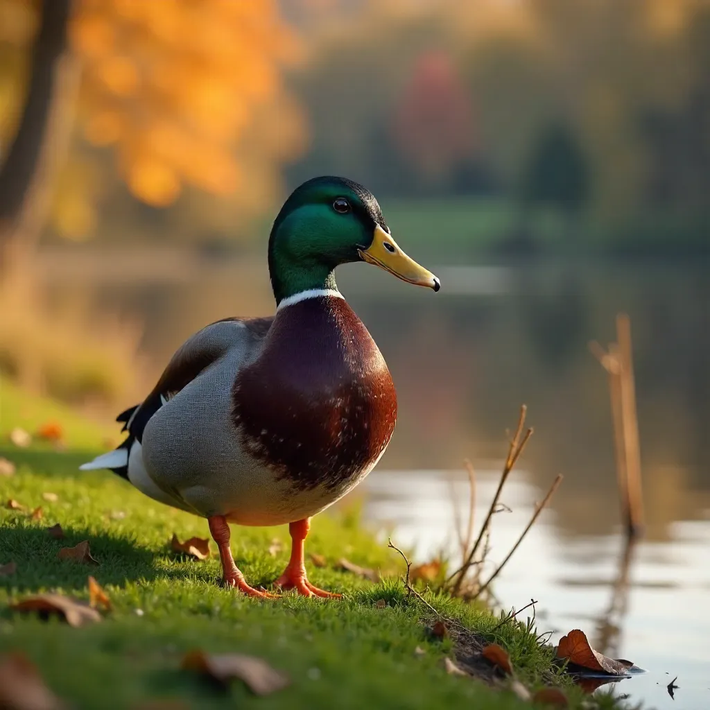 Autumn Mallard by the Water's Edge