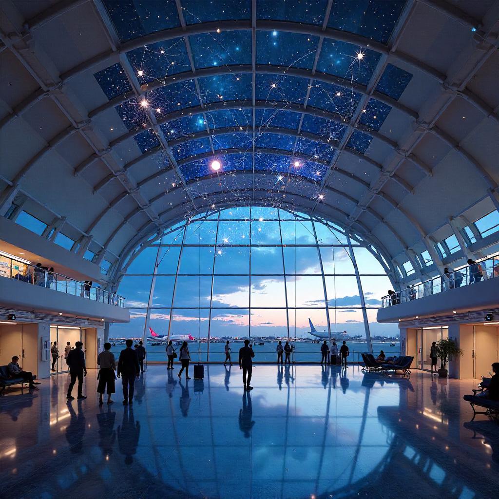 Constellation Over a Modern Airport Terminal