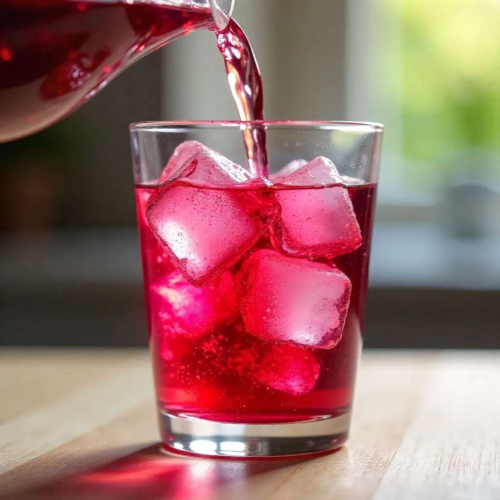 Crystal-Clear Hibiscus Pour Over Ice in Glass