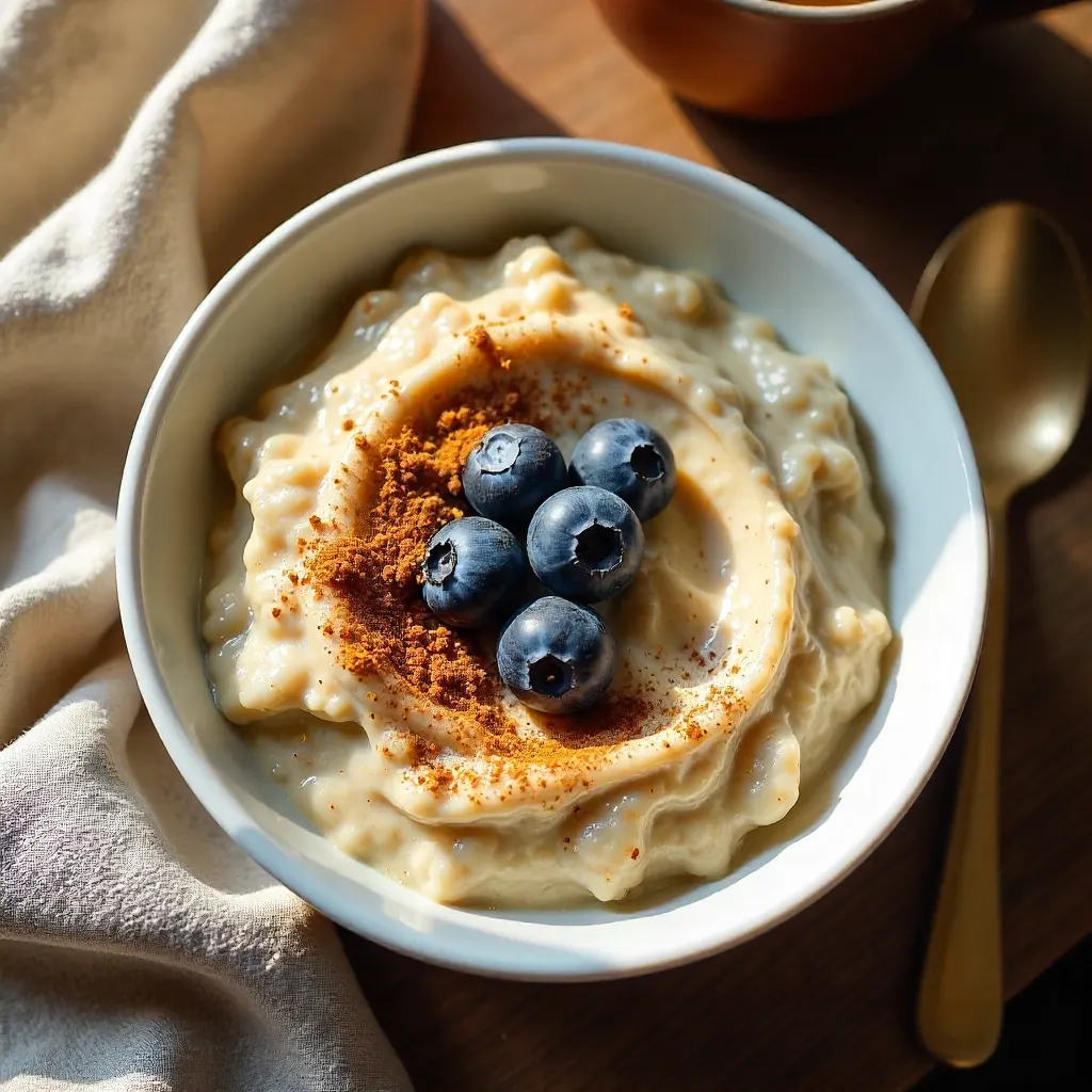 Oatmeal Bowl with Blueberries and Almond Slices