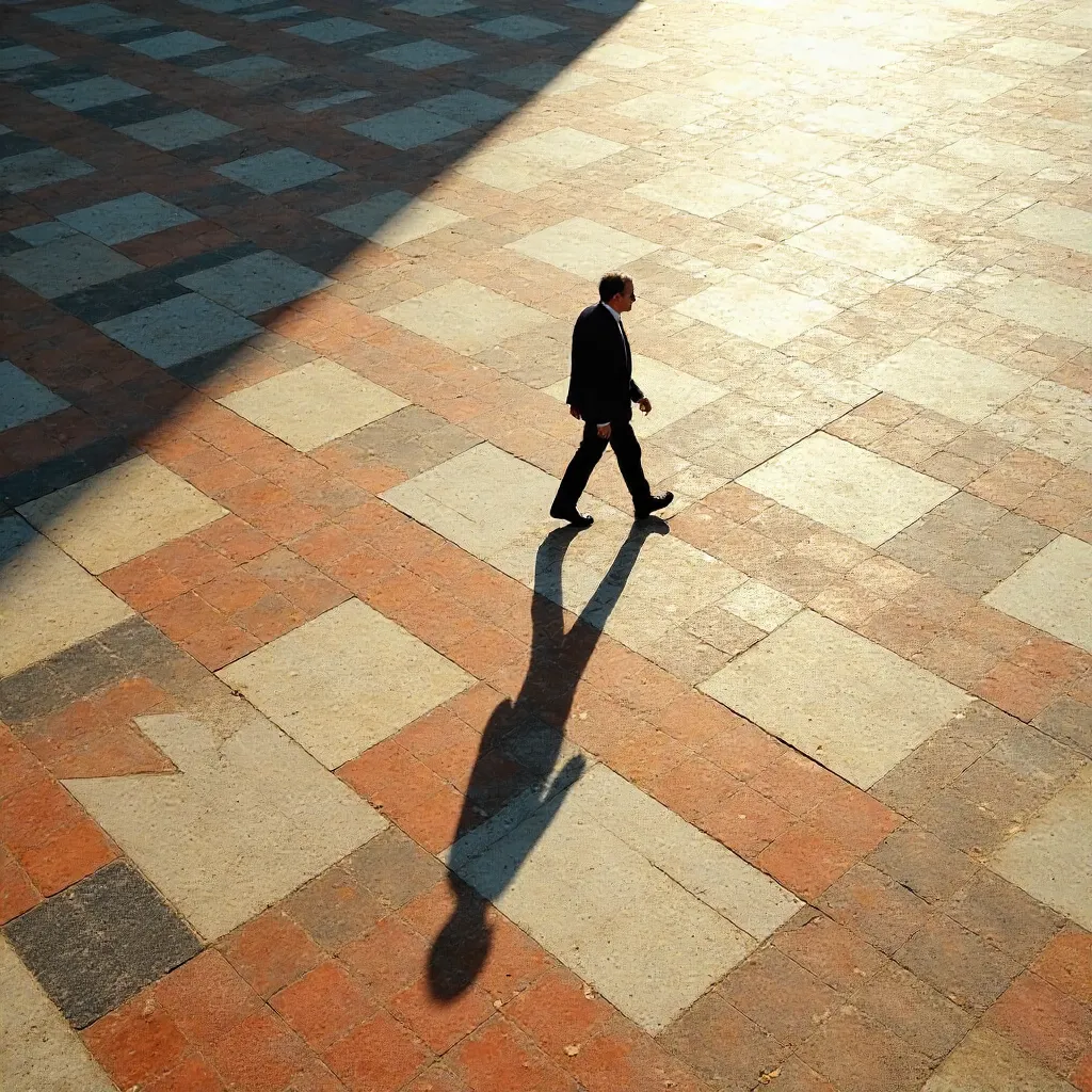 Solitary Walker on Patterned Tile Square