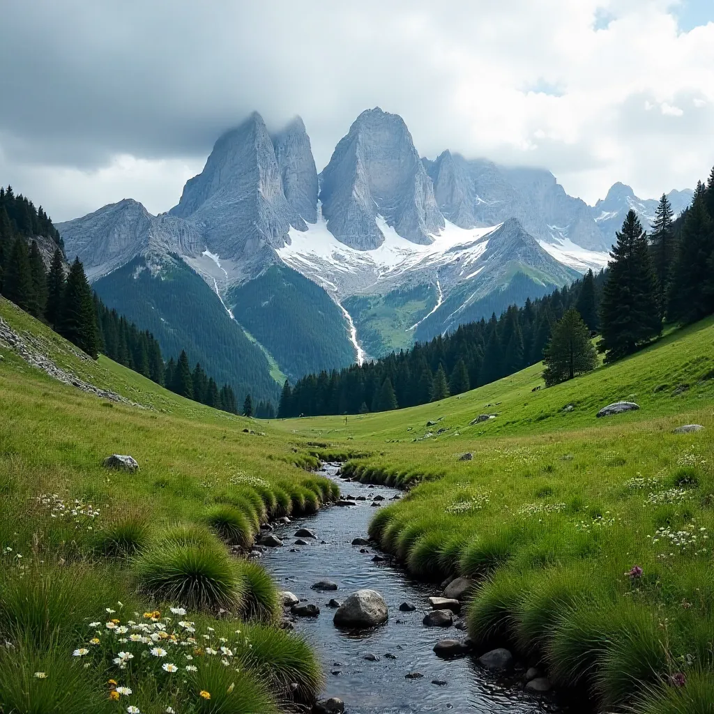 Alps in Overcast: Moody Mountain Landscape