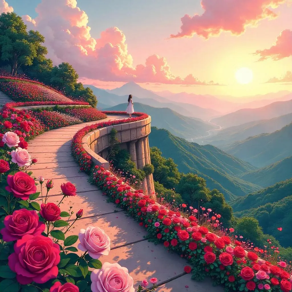 Plateau Rose Garden: An Anime-Style Vista