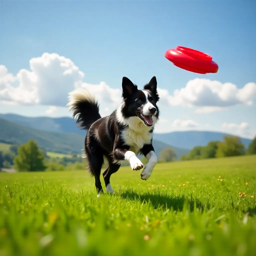 Lively Border Collie in a Sunlit Field
