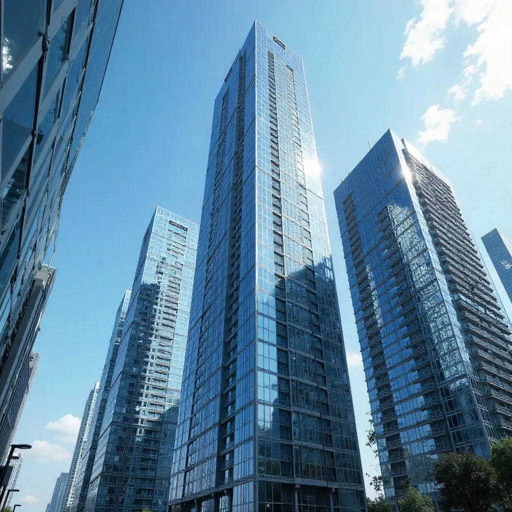 Glass Monoliths Under a Clear Blue Sky