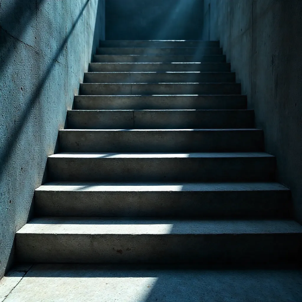 Dramatic Light and Shadow on Steps Abstract