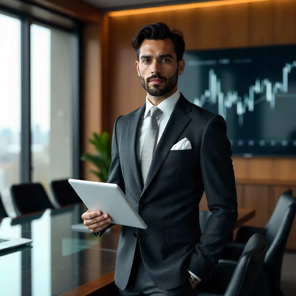 Elegant Latino Man in a Modern Boardroom - 3D Render
