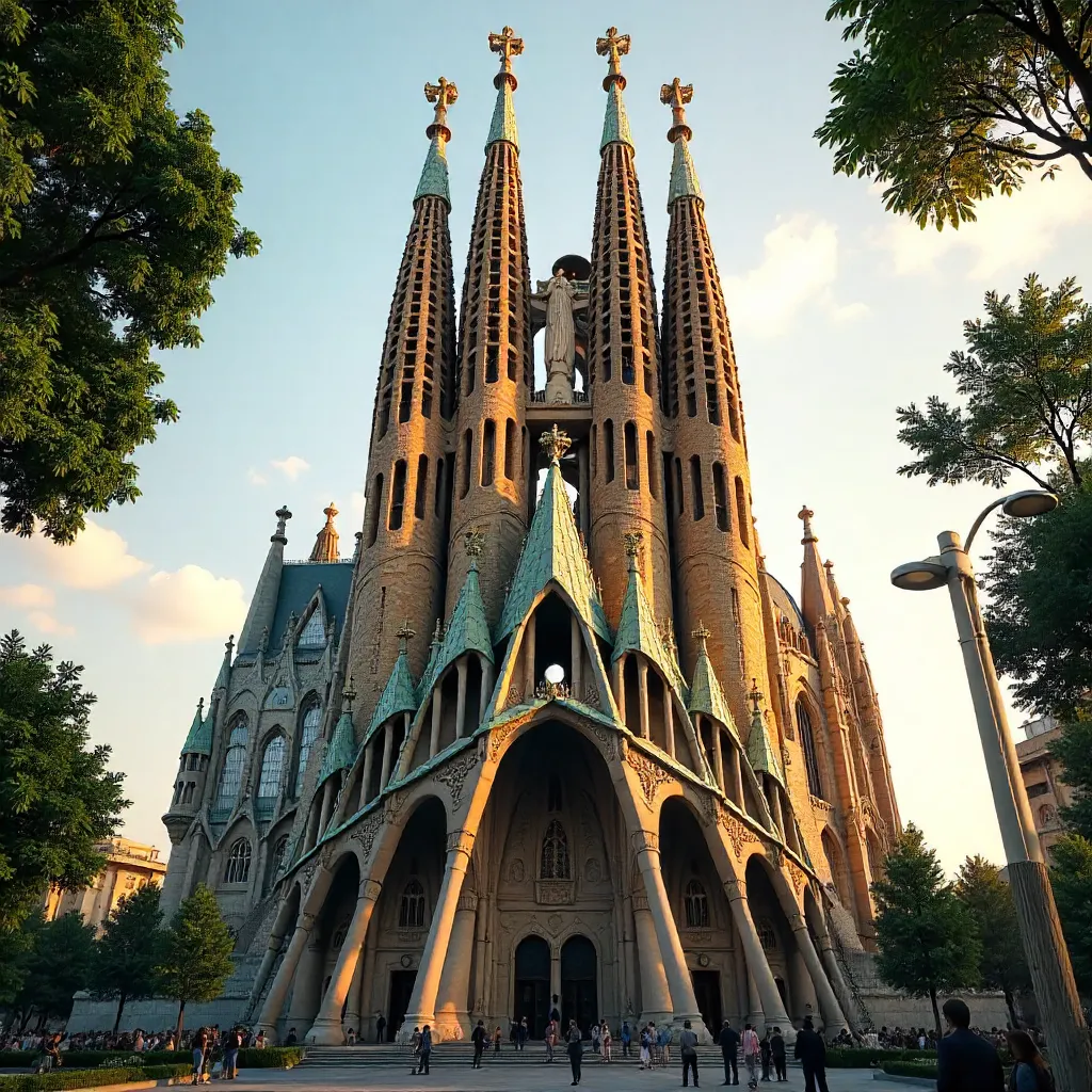 Golden Hour Facade of Sagrada Família, Barcelona
