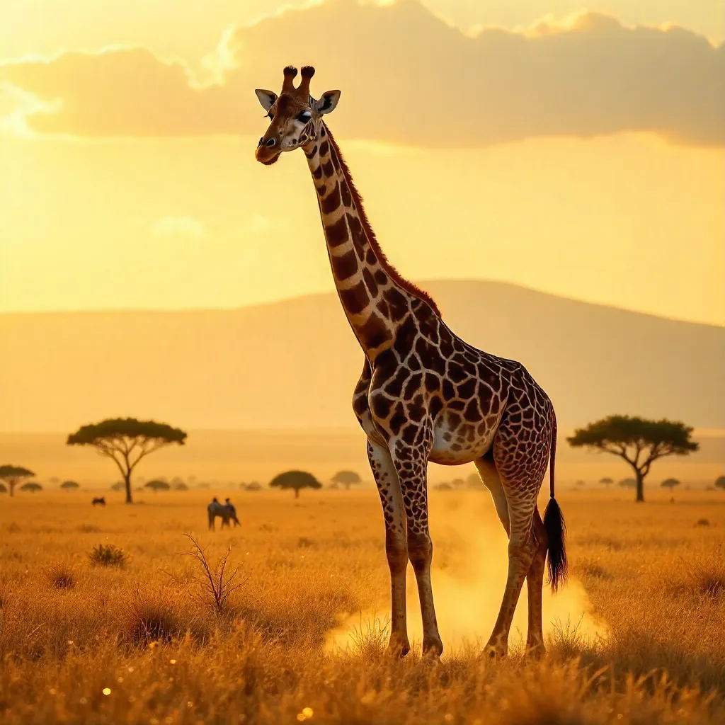 Giraffe in the Golden Savannah, South Africa