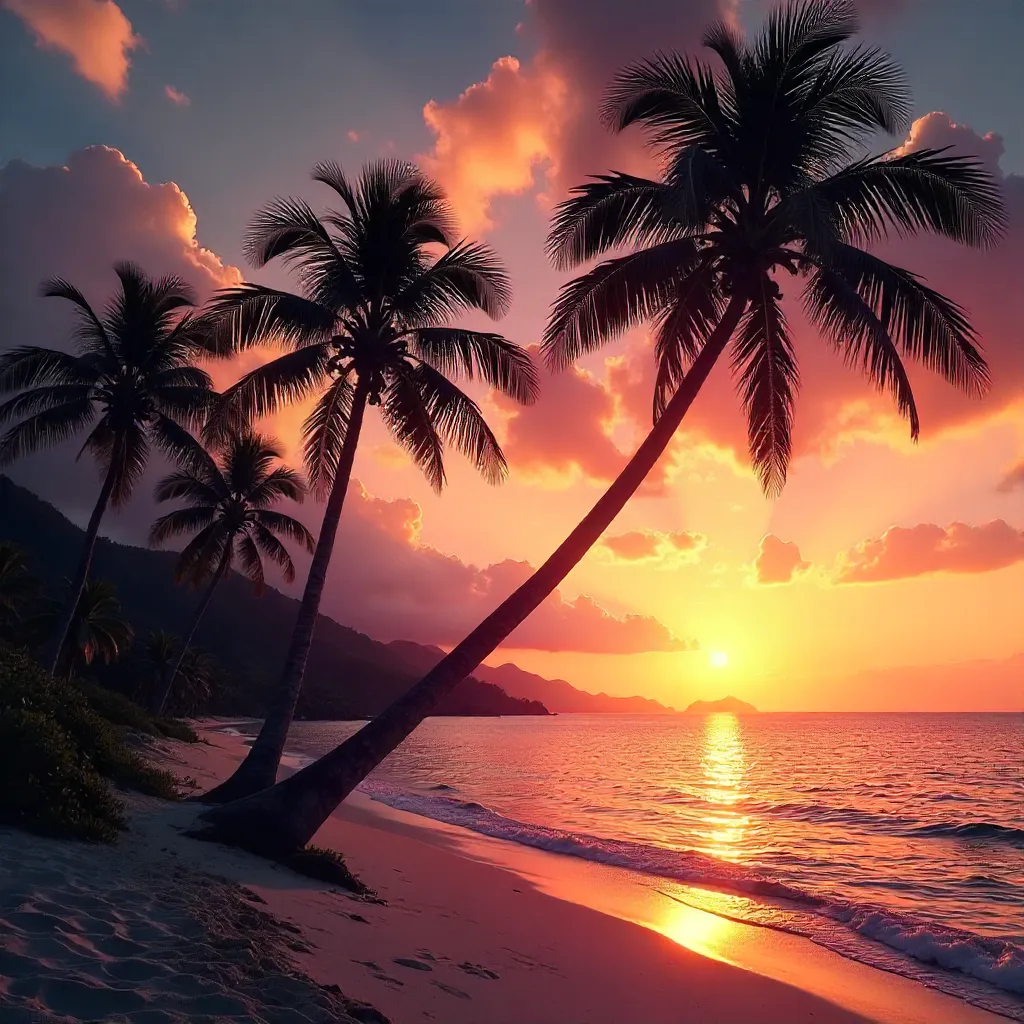 Silhouetted Palm Trees at a Philippine Sunset