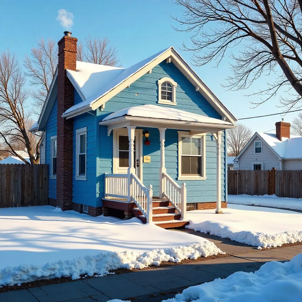 Blue Boise Winter House Under Clear Sky