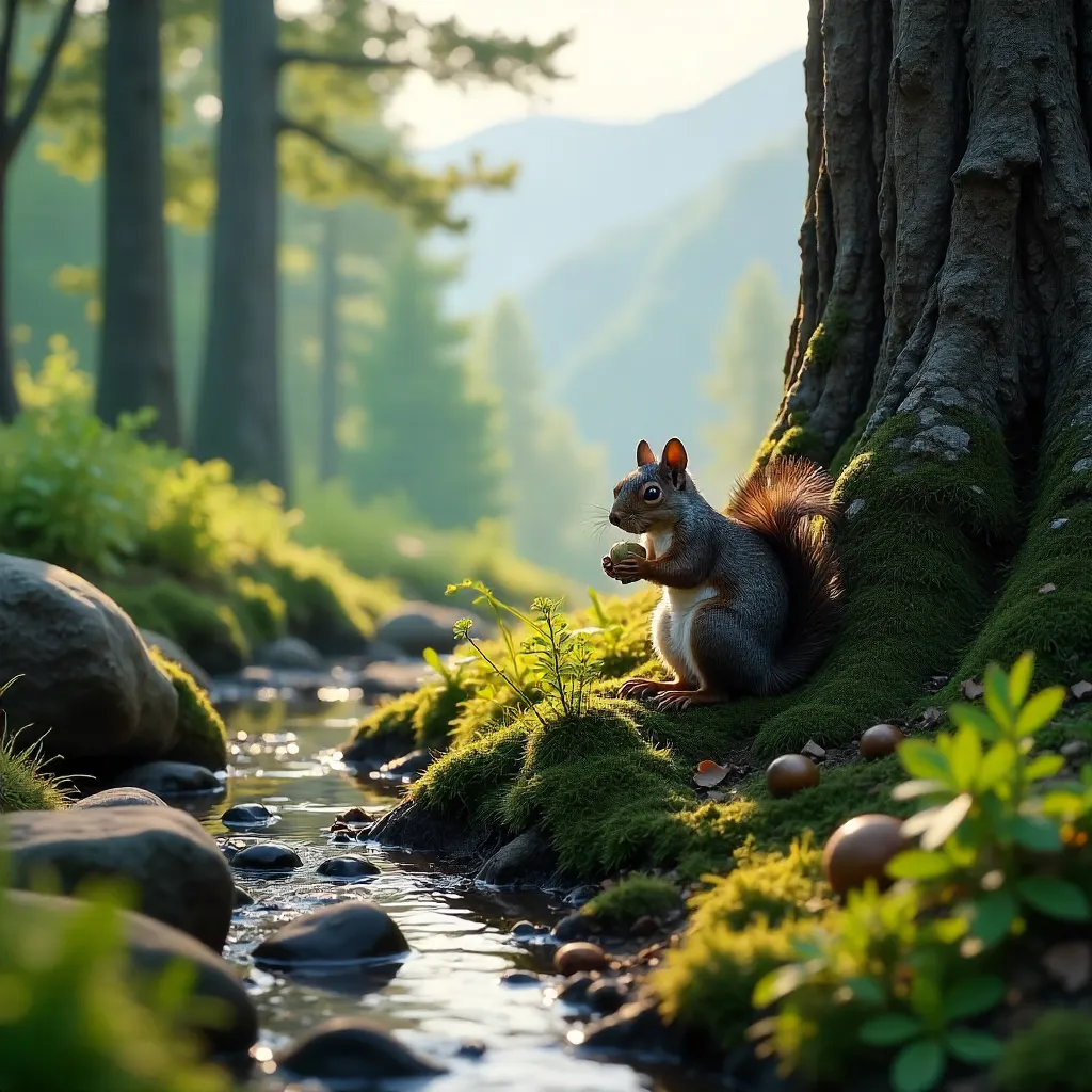 Squirrel Foraging in Bolu Forest, Turkey