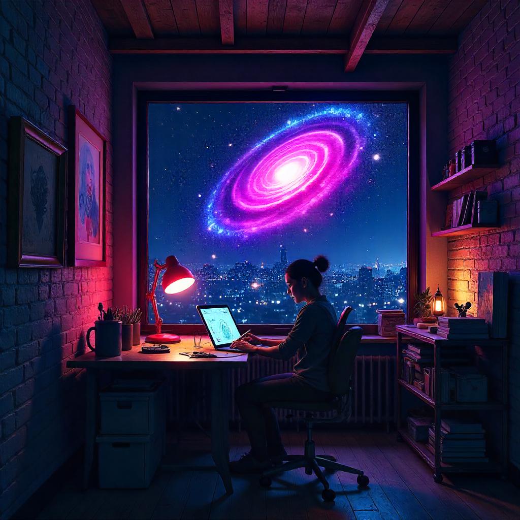 Nebula Loft: Neon-Drenched Digital Studio