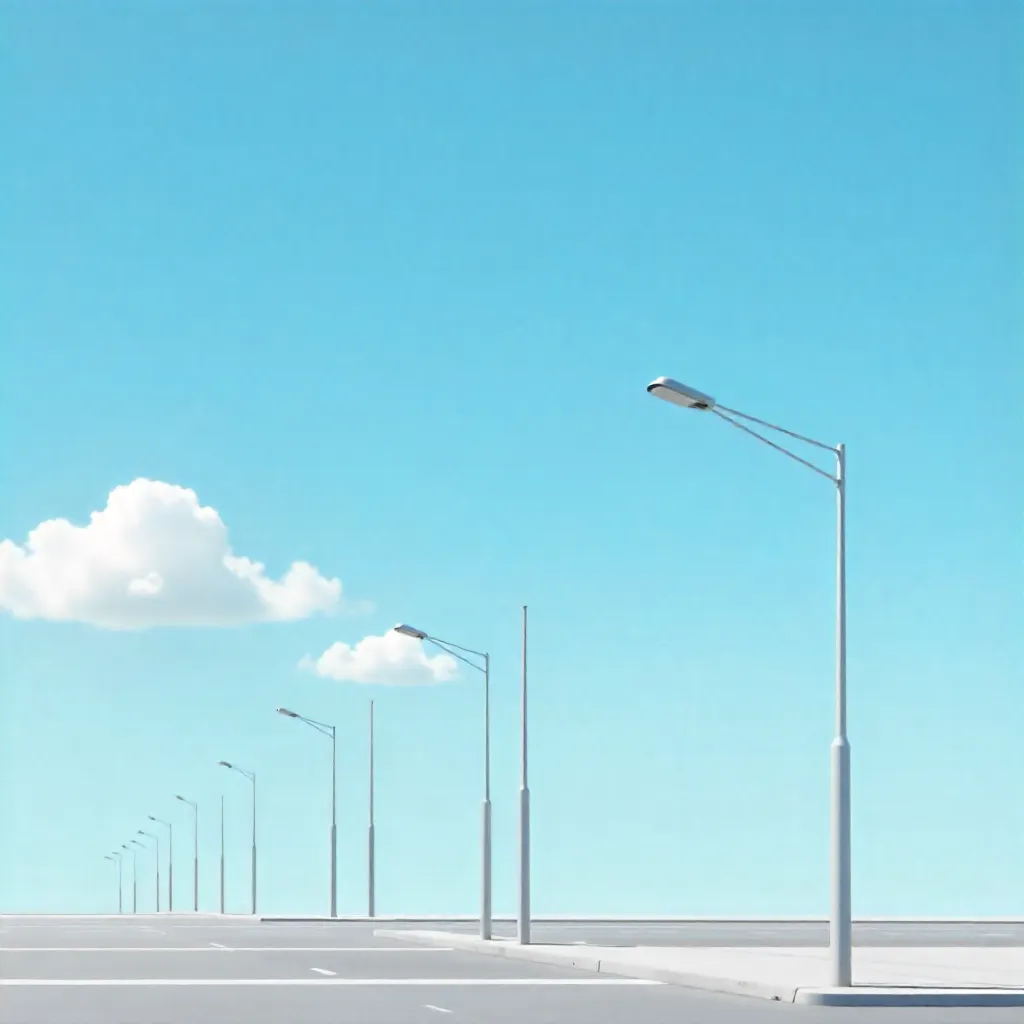 Minimalist Streetlights Under Blue Sky