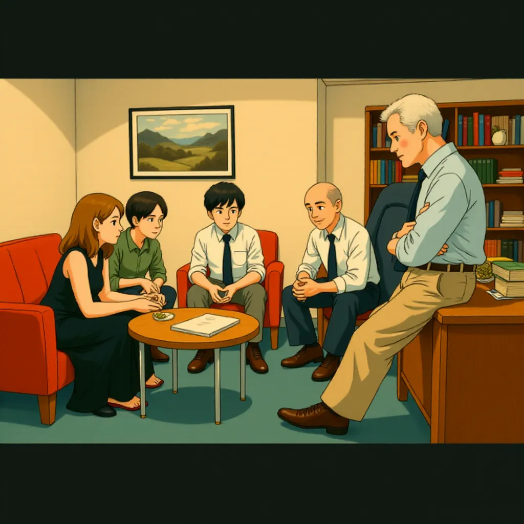 Michael Keaton, Brian d'Arcy James, Mark Ruffalo, John Slattery, and Rachel McAdams in Spotlight (2015) - Anime style