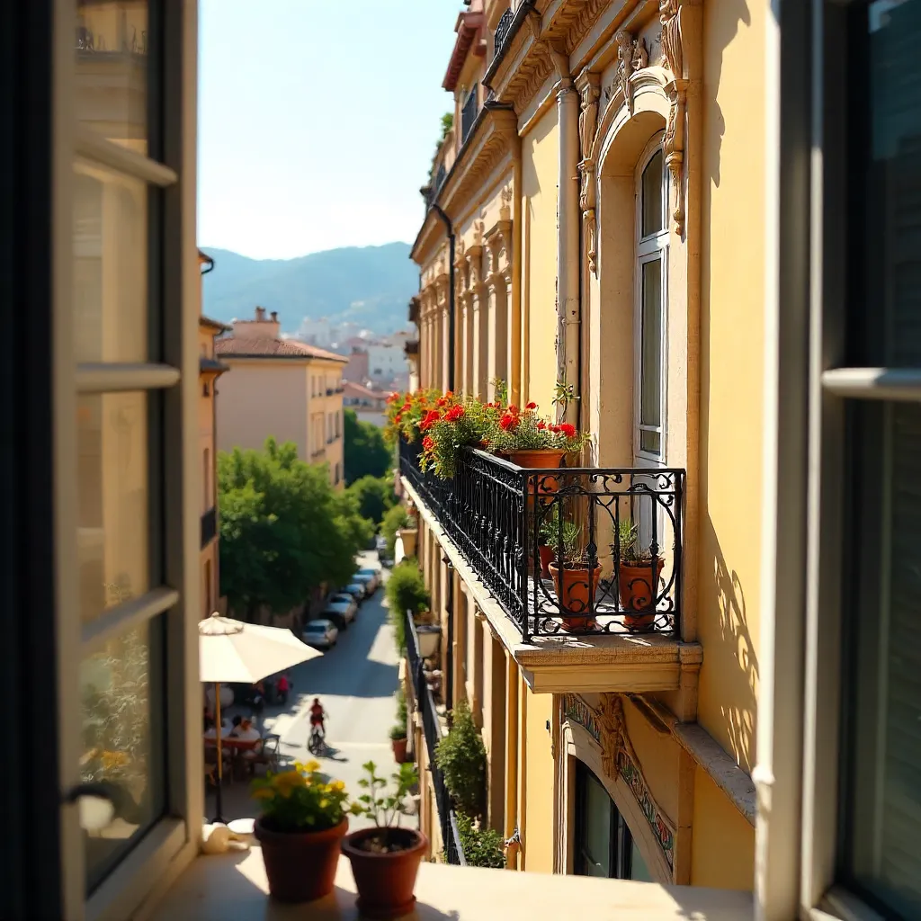 Through a Window: Barcelona Balcony and Facade