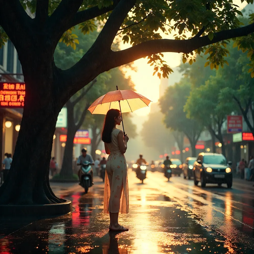 Under the Banyan: Saigon Rain Scene