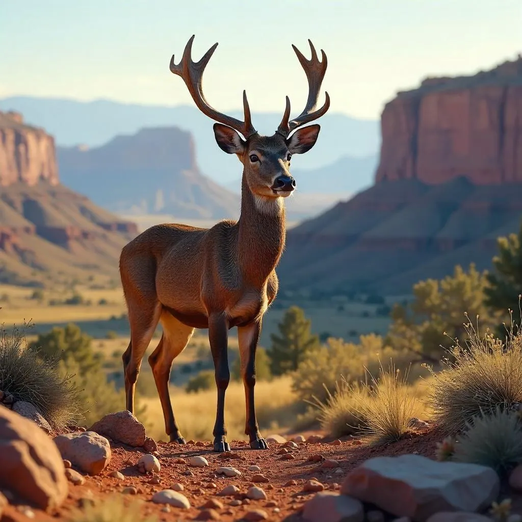 Deer Buck on a Mesa at Golden Hour