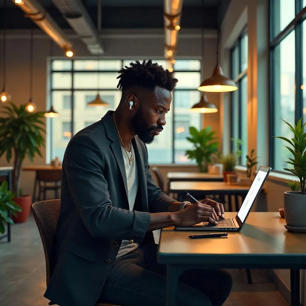 Concept Art: A Young Black Man in a Coworking Space