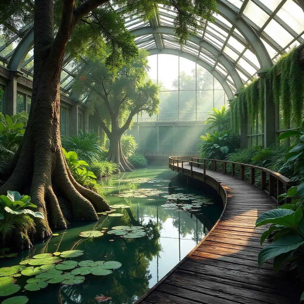 Photoreal Swamp in a Botanical Garden Conservatory