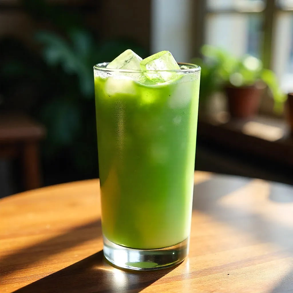 Sunlit Iced Matcha Latte in Glass