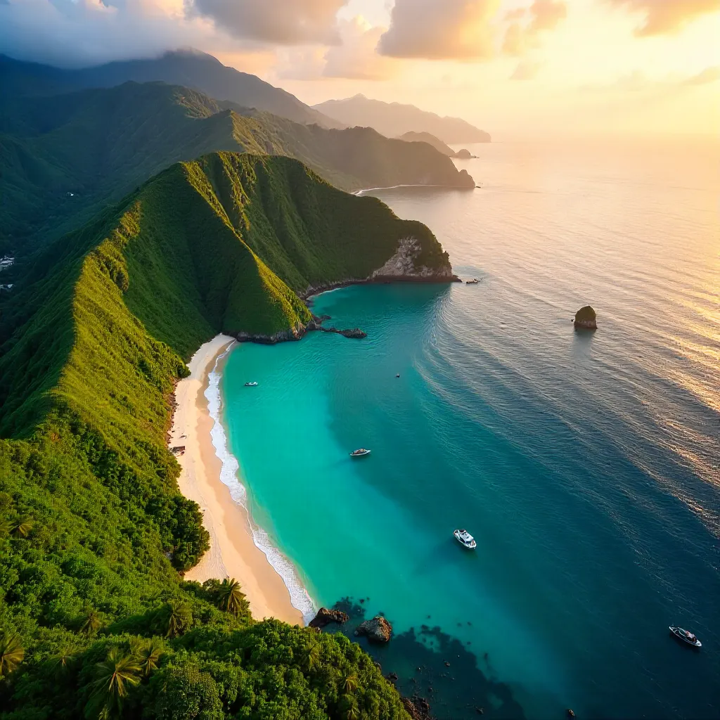 Aerial Majesty: Lush Philippine Hills and Coastline