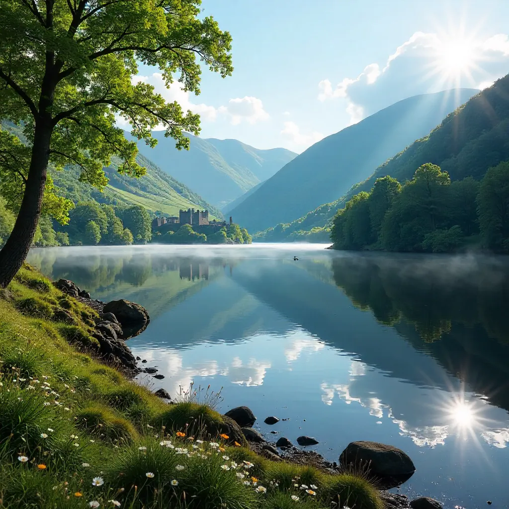 Tranquil Glendalough Lake: Emerald Serenity