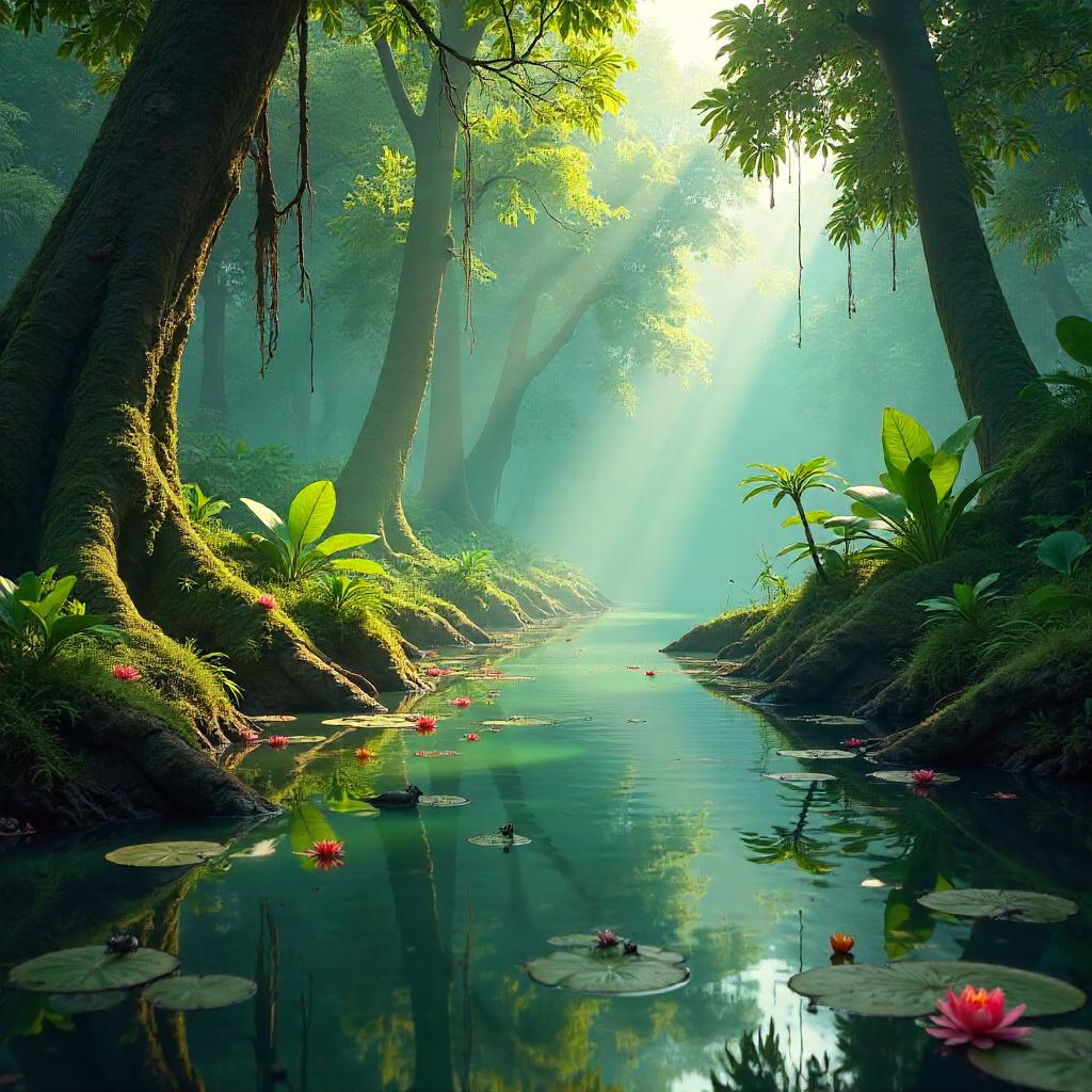 Jungle Canopy Marsh: A 3D Rendered Wetland
