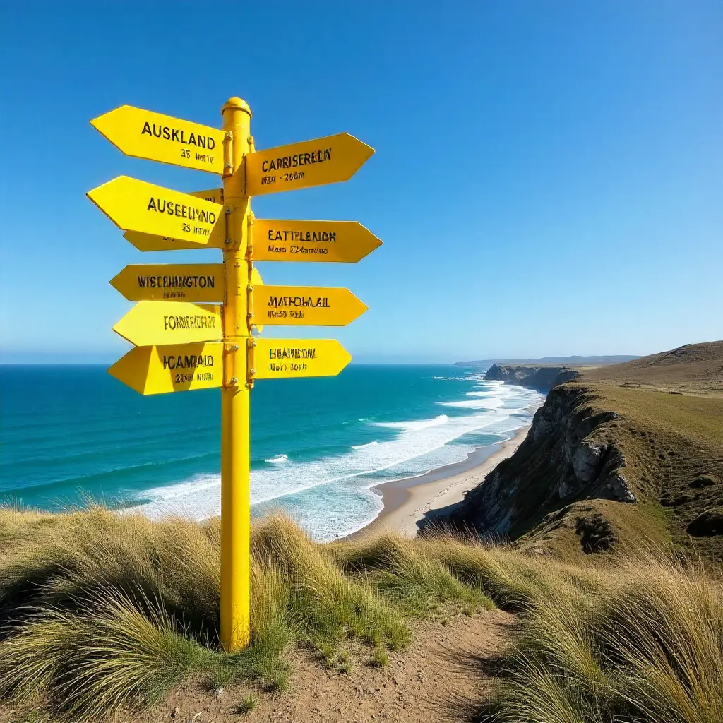 Cape Reinga Signpost: Distances to Global Cities