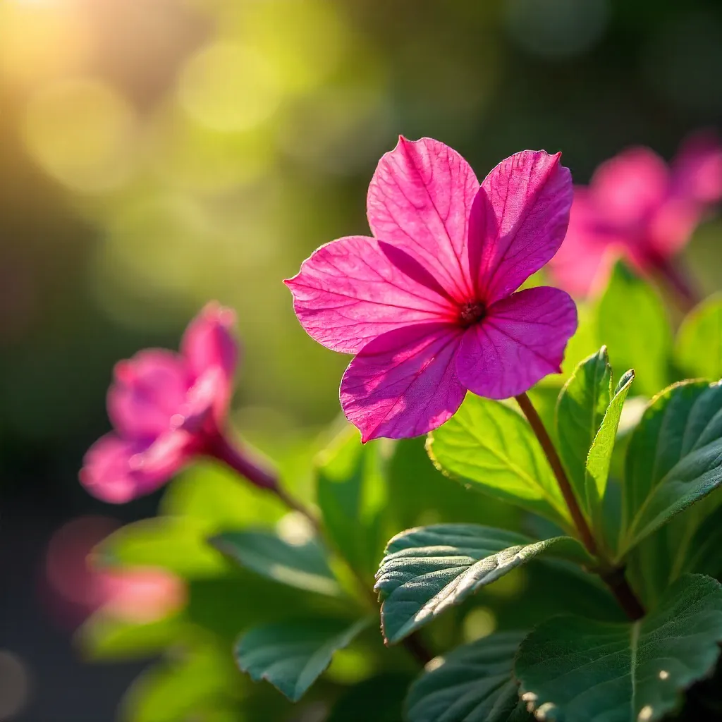 Close-Up Pink Blooms in a Sunlit Garden