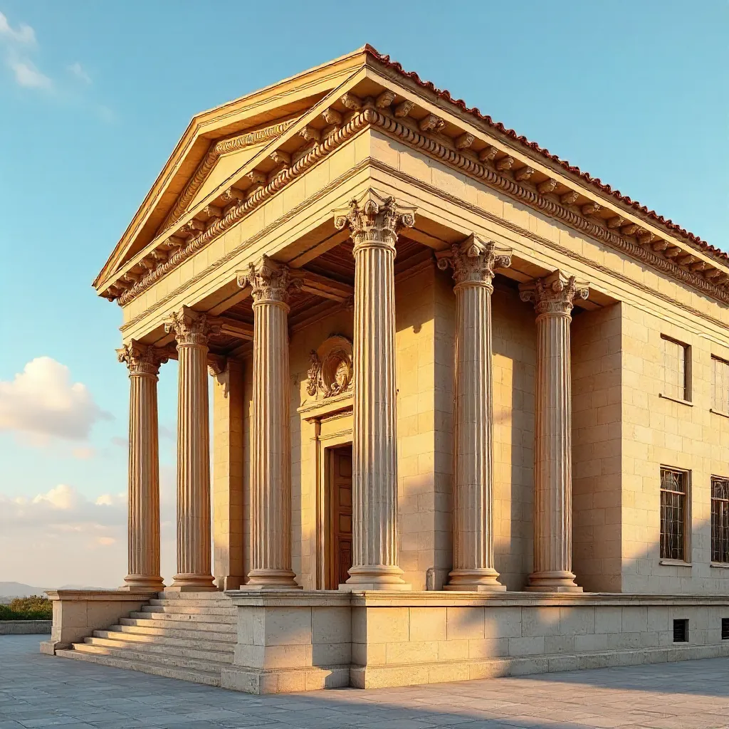 Sunlit Corner of Classical Architecture