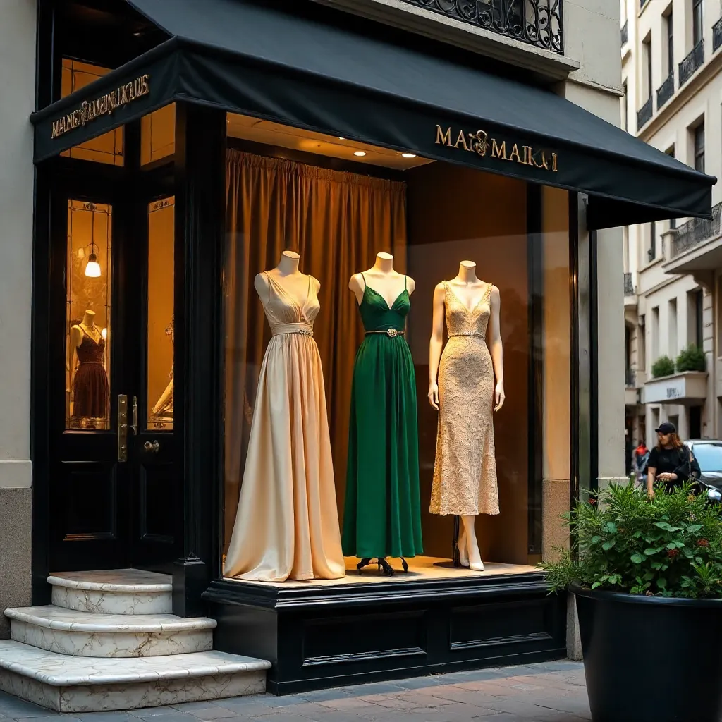 Boutique Charm: Elegant Storefront with Mannequins