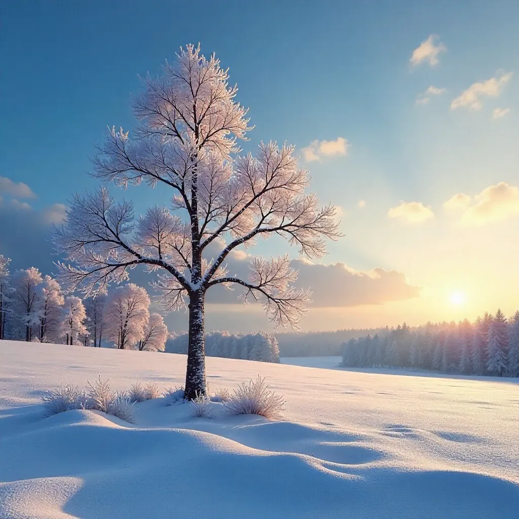 Frost-Kissed Tree in a Swedish Winter Scene