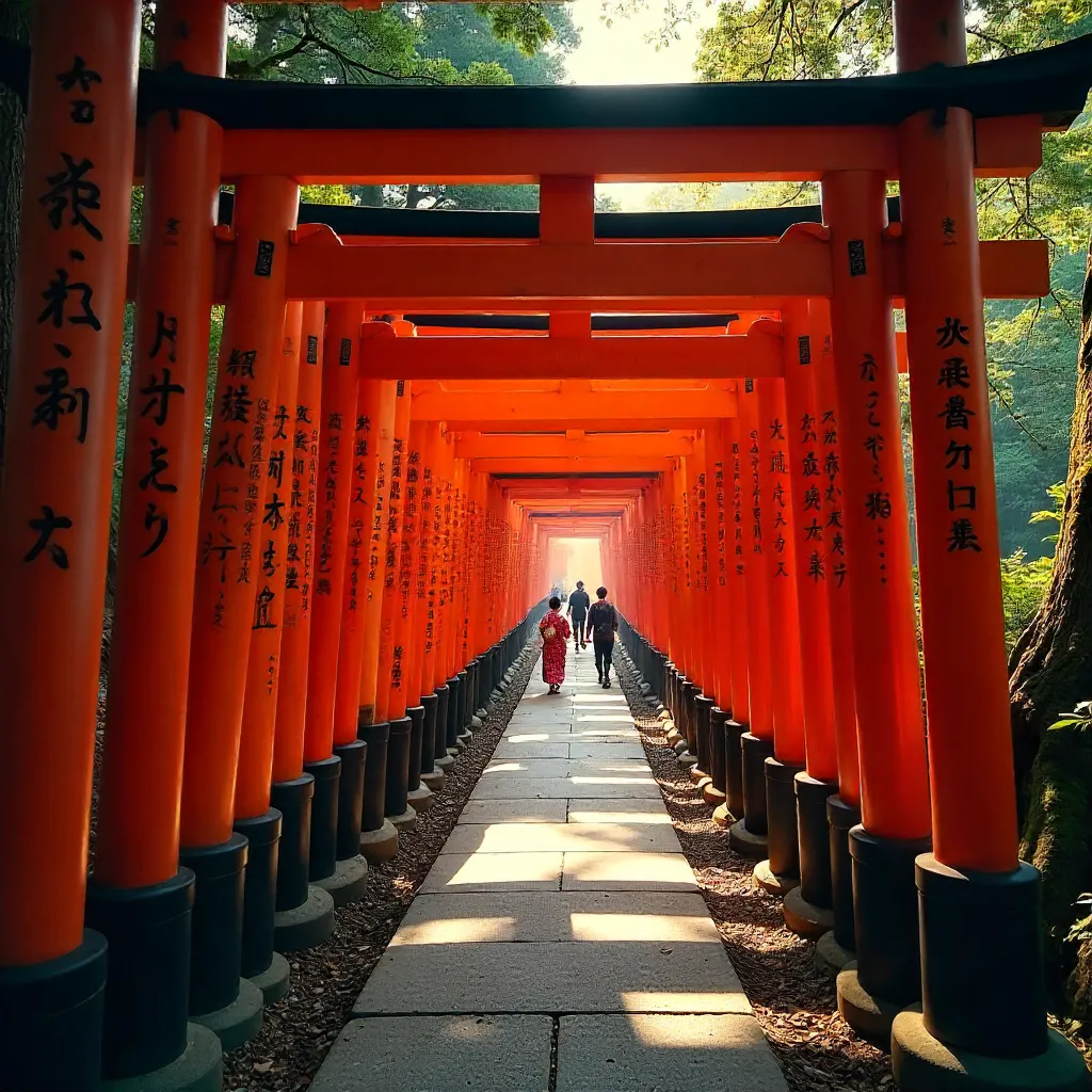 Vermilion Torii Tunnel of Fushimi Inari, Kyoto