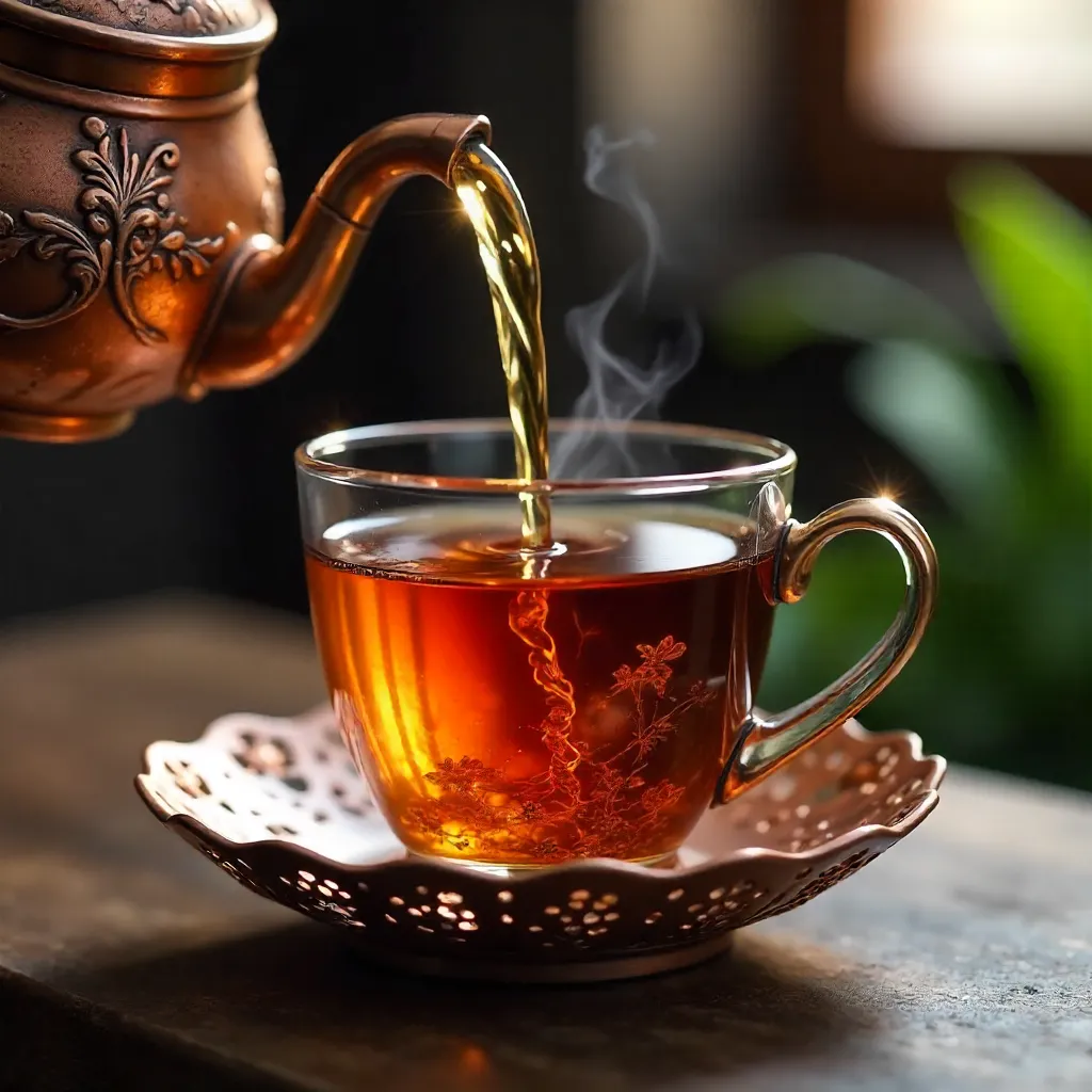 Aromatic Tea Pour in Copper Filigree Glass Holder
