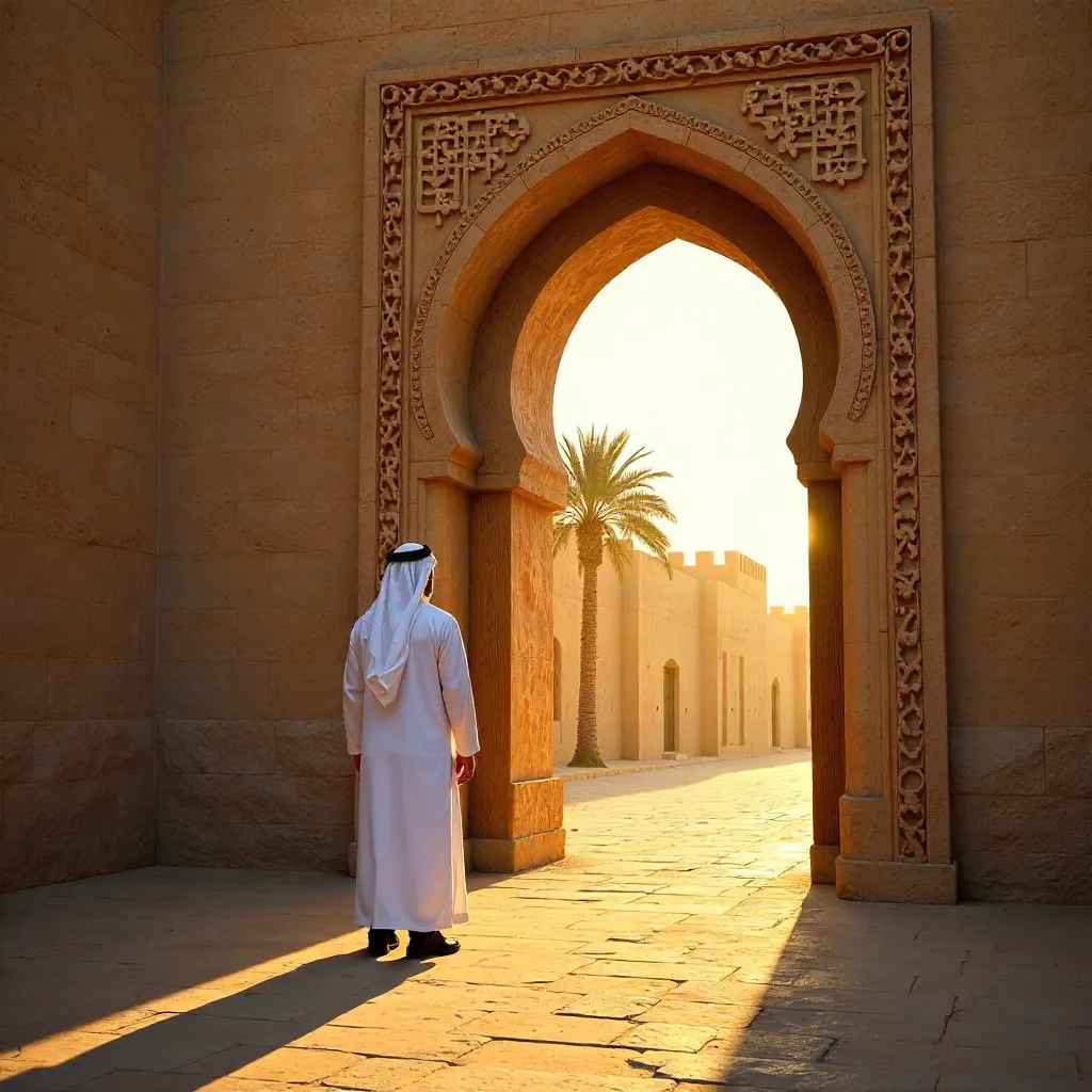 Shadows by the Arch in Nizwa, Oman